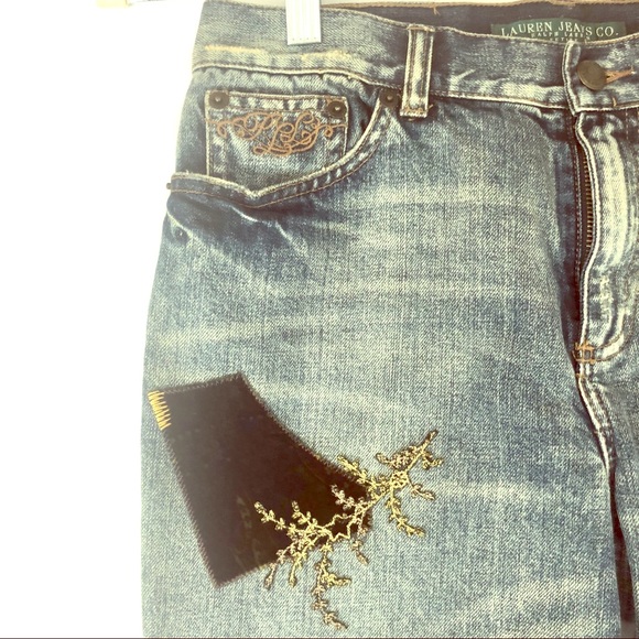 Ralph Lauren Distressed Patchwork Jeans Size 4P - Picture 2 of 8